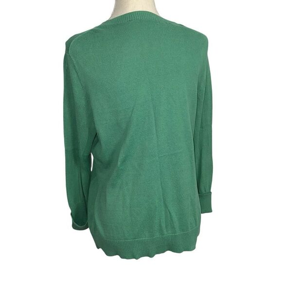 GAP solid blue Green Button Down Cardigan round neck sweater 100% cotton size XL - Picture 4 of 11
